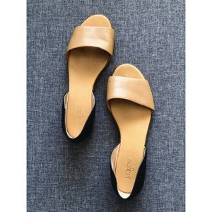 J Crew Morgan Leather Colorblock Peep Toe Flats